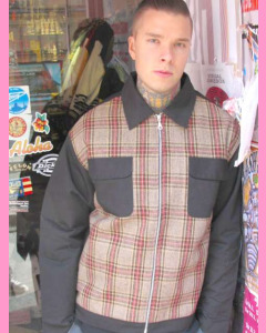 Black 40´s Two Pocket Hot Rod Jacket with checkered  mustard front panels
