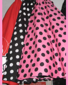 Pink 50`s Circular Skirt with black polka dots