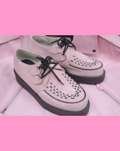 Pink suede D-Ring Creepers