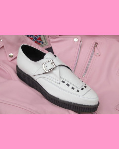 White leather pointed buckle creepers 