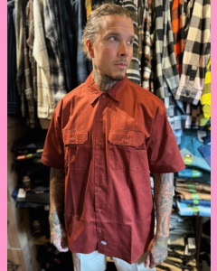 Fired Red Dickies Short Sleeve Work Shirt