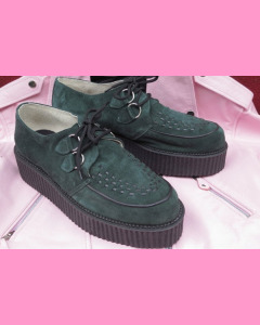 Green suede High Sole D-Ring Creepers