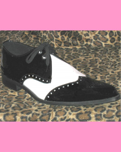 Black and White Patent Leather Brogue Winkle-Pickers